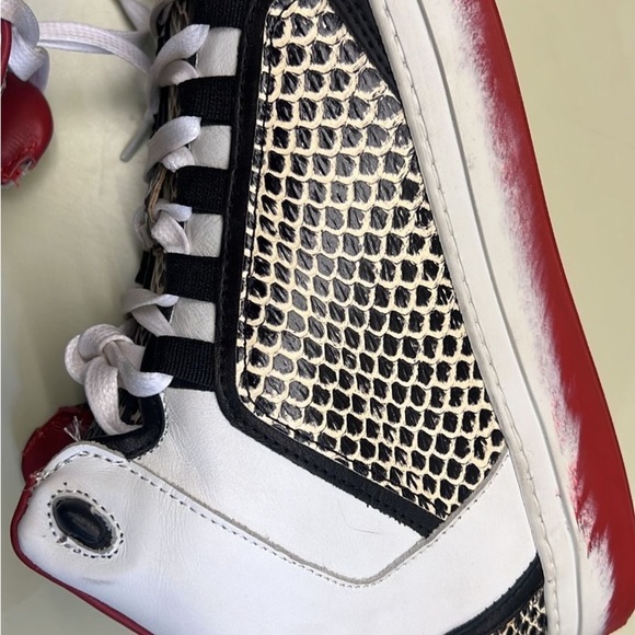 NWT Roberto Cavalli Leatger Black white red snakeskin Sneakers - Picture 6 of 10